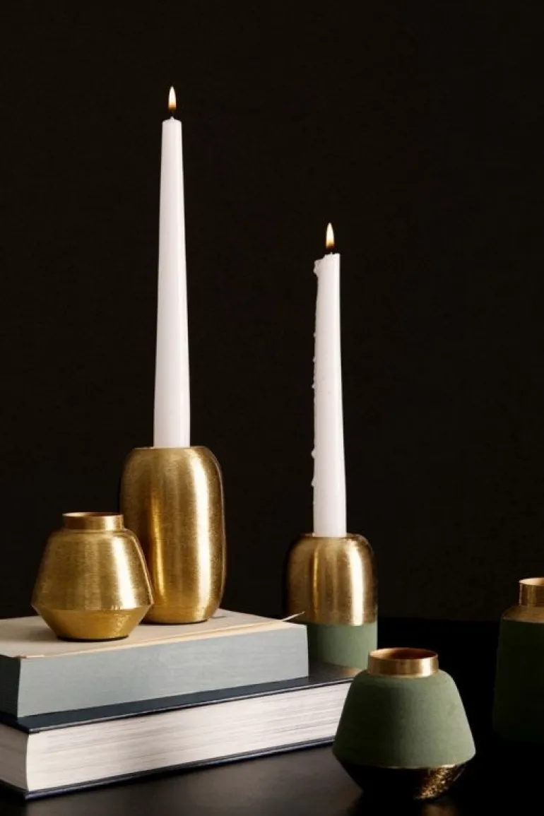 BOTTIGLIA DECORATIVA SAAD VERDE GOLD H8