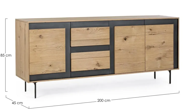 CREDENZA 3 CASSETTI IN LEGNO - STANWOOD