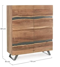 CREDENZA IN LEGNO 2 ANTE - ARON