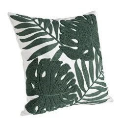 CUSCINO CON RICAMO FOGLIE 45X45