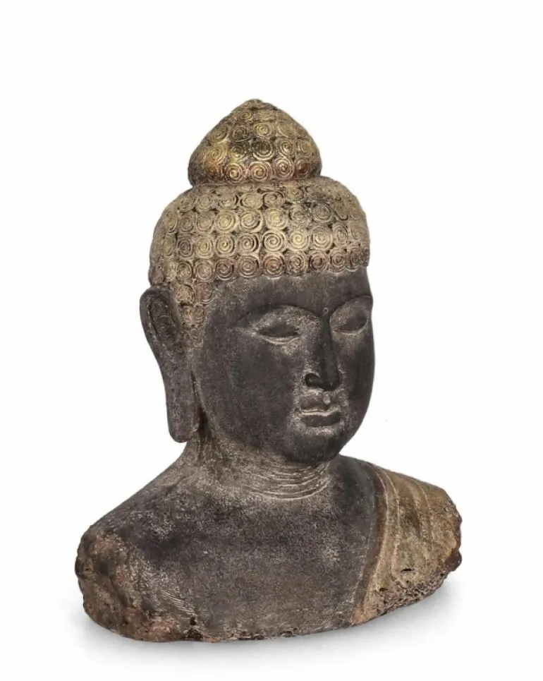 DECORAZIONE BUDDHA TESTA GRIGI ORO H45