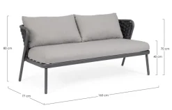 DIVANO 2 POSTI ANTRACITE QS22/GRAPHITE - HARLOW