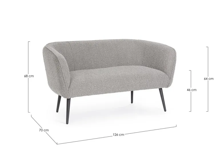 DIVANO 2 POSTI EFFETTO BOUCLE' GRIGIO - AVRIL