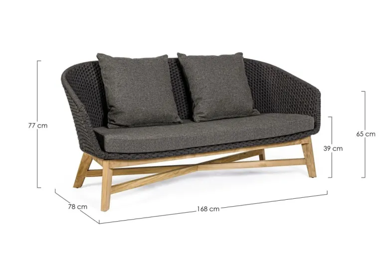 DIVANO IN CORDA PER ESTERNO ANTRACITE- COACHELLA