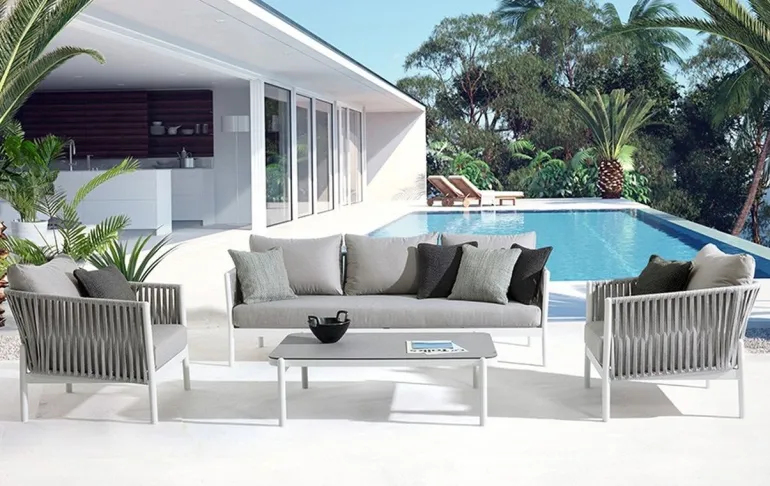 DIVANO IN CORDA PER ESTERNO BIANCO WG20 - FLORENCIA