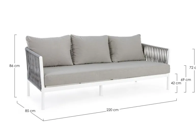 DIVANO IN CORDA PER ESTERNO BIANCO WG20 - FLORENCIA