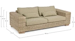 DIVANO IN FIBRE NATURALI 4 POSTI - LEANDRO