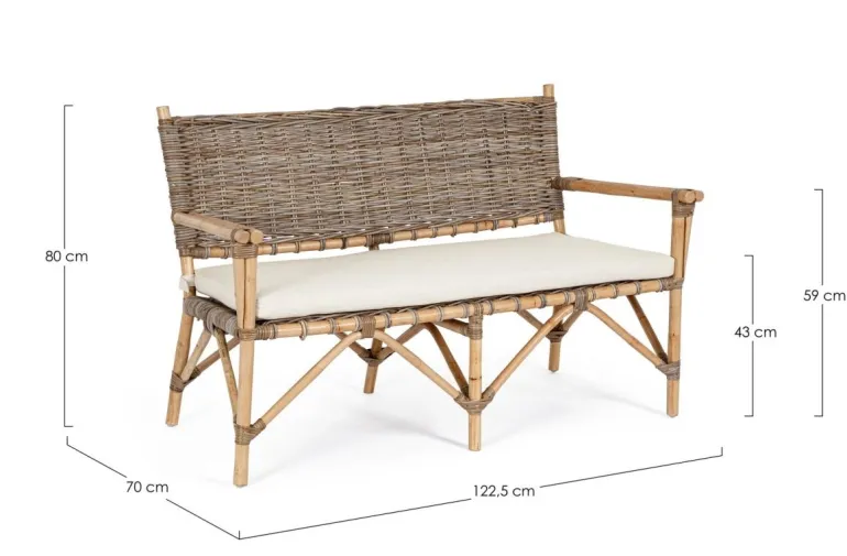 DIVANO IN FIBRE NATURALI CON CUSCINI - TARIFA