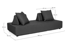 DIVANO IN TESSUTO PER ESTERNO ANTRACITE - PIPER