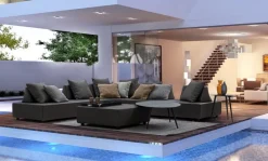 DIVANO IN TESSUTO PER ESTERNO ANTRACITE - PIPER