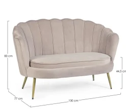 DIVANO IN VELLUTO GRIGIO CHIARO - GILIOLA