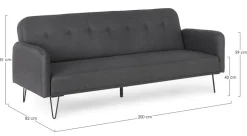 DIVANO LETTO IN TESSUTO NERO - BRIDJET