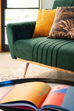 DIVANO LETTO IN VELLUTO VERDE SCURO - JOHNNY
