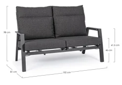 DIVANO RECLINABILE IN ALLUMINIO ANTRACITE JX55 - KLEDI