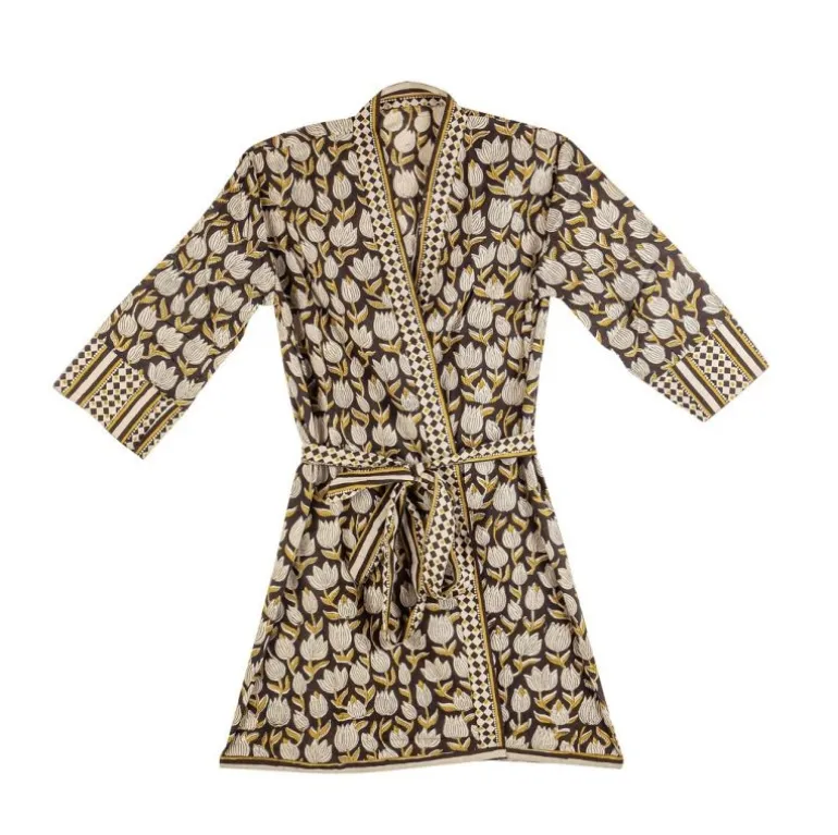 KIMONO CALAIS NERO C-TULIPANO-ROMBO