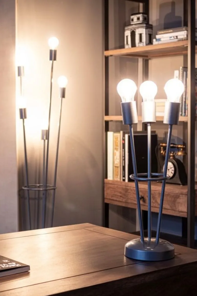 LAMPADA TAV. FIACCOLA 3LUCI ARGENTO H45