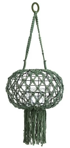 LANTERNA SOSPESA MACRAME VERDE H70