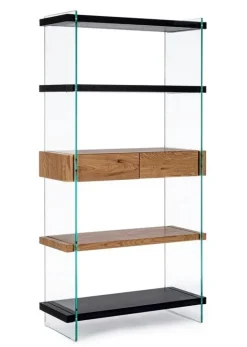 LIBRERIA 2 CASSETTI NERA - LINE WOOD