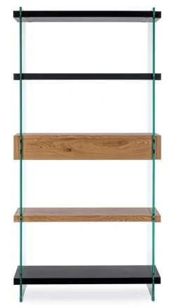 LIBRERIA 2 CASSETTI NERA - LINE WOOD