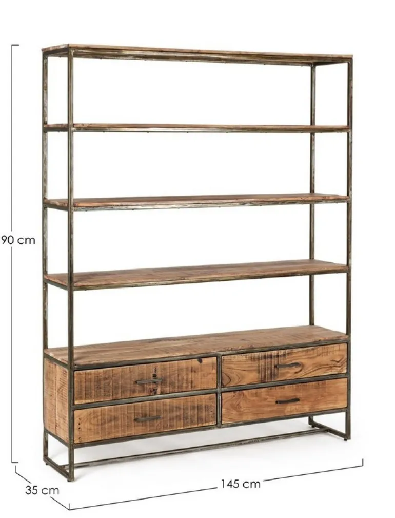 LIBRERIA IN LEGNO 4 CASSETTI - ELMER