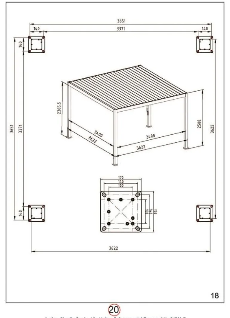 PERGOLA OCEAN 3.6X3.6 RUSTIC-BIANCO