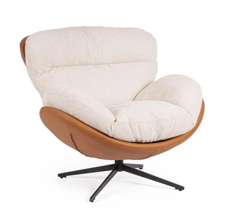 POLTRONA ADINDA GHIACCIO/CUOIO