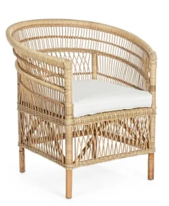 POLTRONA CON CUSCINO IN FIBRE NATURALI - JOSEFINA