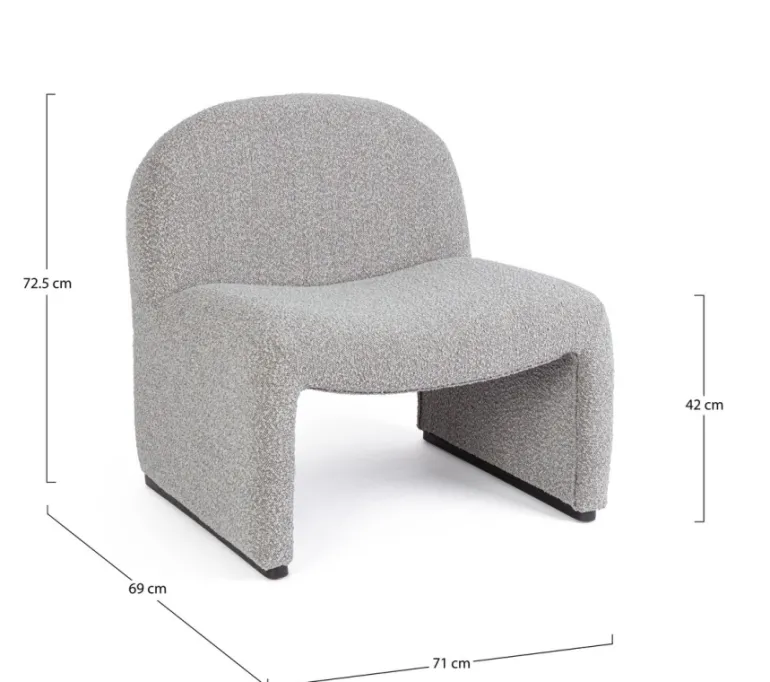 POLTRONA EFFETTO BOUCLE' GRIGIO - BASSILLA