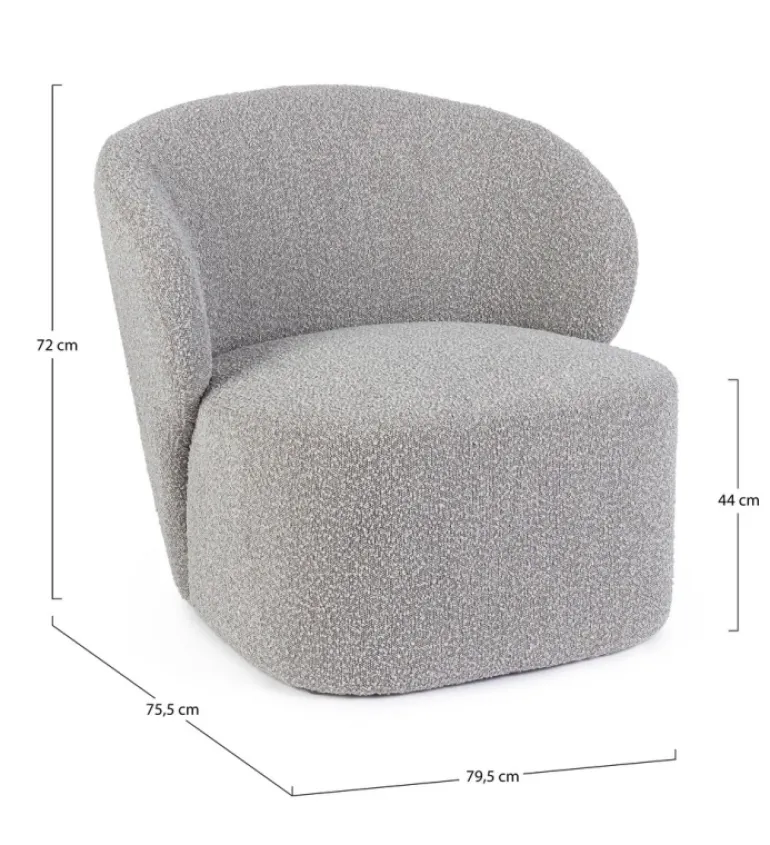 POLTRONA EFFETTO BUCLE' GRIGIO - BABILA