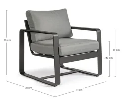 POLTRONA IN ALLUMINIO ANTRACITE YK13 - MERRIGAN