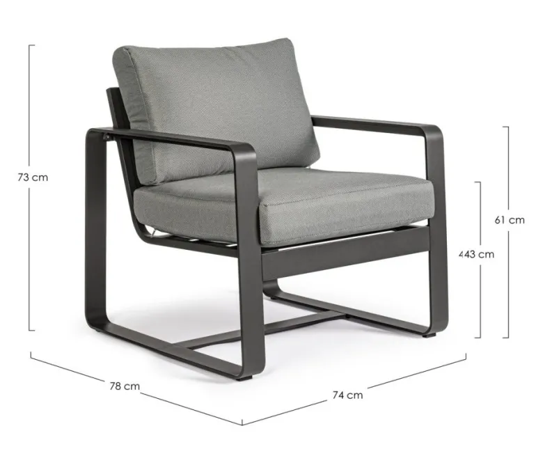 POLTRONA IN ALLUMINIO ANTRACITE YK13 - MERRIGAN
