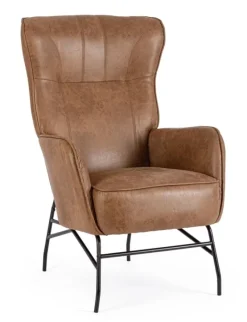 POLTRONA IN ECOPELLE MARRONE - NASIRA