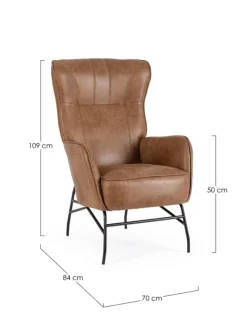 POLTRONA IN ECOPELLE MARRONE - NASIRA