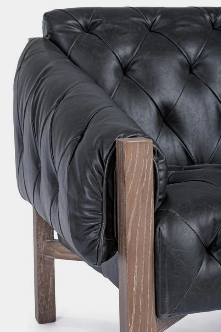 POLTRONA IN ECOPELLE NERO - HARRISON