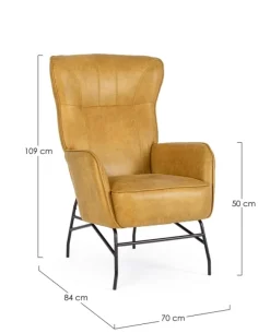 POLTRONA IN ECOPELLE SENAPE - NASIRA