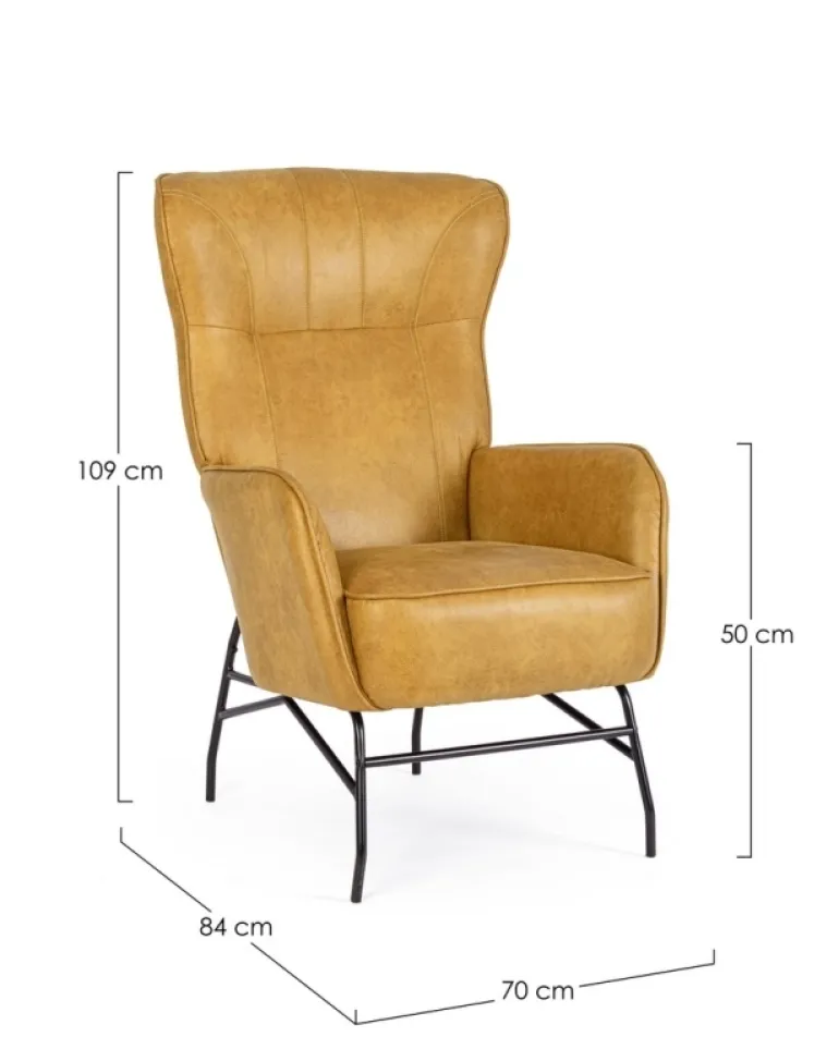 POLTRONA IN ECOPELLE SENAPE - NASIRA