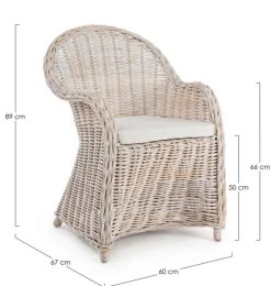 POLTRONA IN FIBRE NATURALI BIANCA - MARTIN NEW