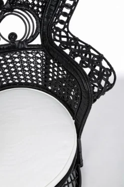 POLTRONA IN FIBRE NATURALI SFODERABILE NERO - PEACOCK