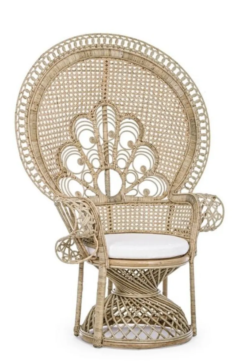 POLTRONA IN FIBRE NATURALI SFODERABILE NATURALE - PEACOCK