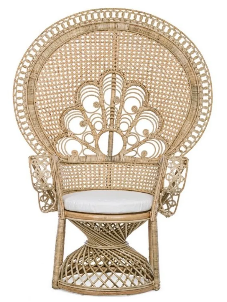 POLTRONA IN FIBRE NATURALI SFODERABILE NATURALE - PEACOCK