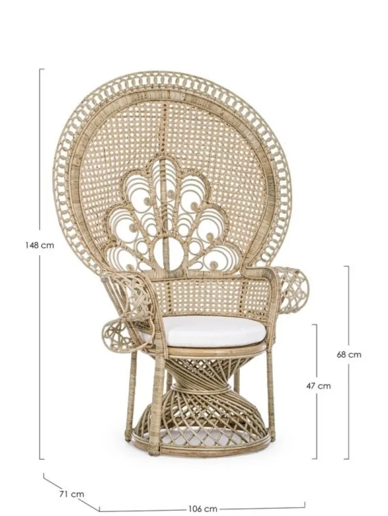 POLTRONA IN FIBRE NATURALI SFODERABILE NATURALE - PEACOCK