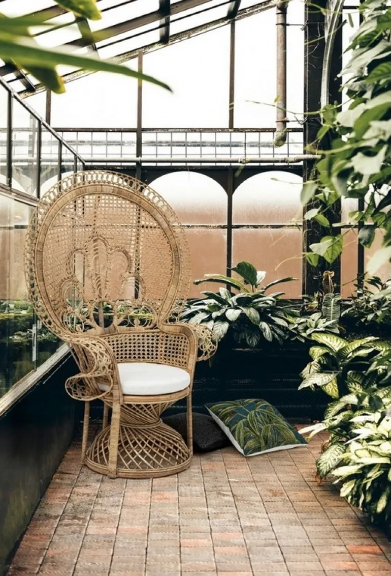 POLTRONA IN FIBRE NATURALI SFODERABILE NATURALE - PEACOCK