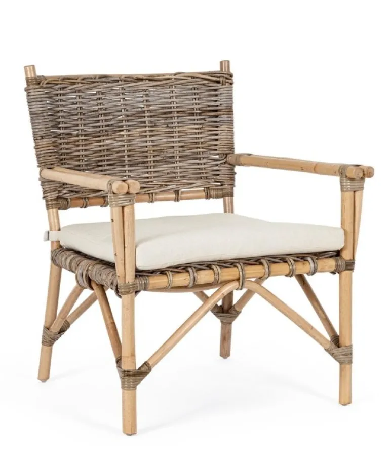 POLTRONA IN FIBRE NATURALI CON CUSCINO - TARIFA