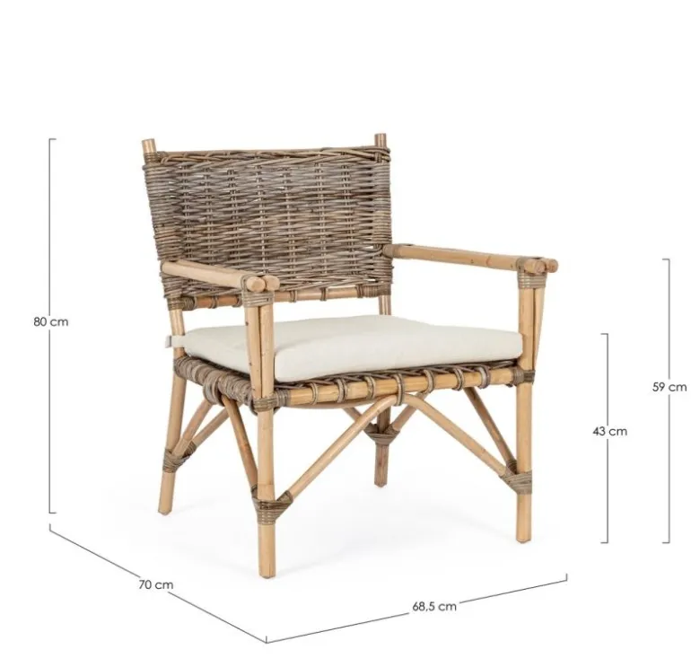 POLTRONA IN FIBRE NATURALI CON CUSCINO - TARIFA