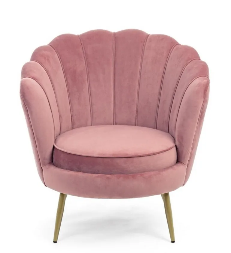POLTRONA IN VELLUTO ROSA ANTICO - GILIOLA