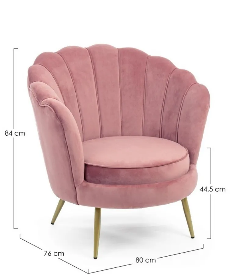 POLTRONA IN VELLUTO ROSA ANTICO - GILIOLA