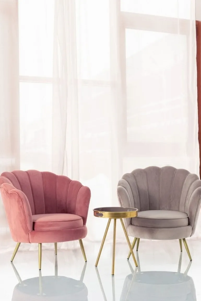 POLTRONA IN VELLUTO ROSA ANTICO - GILIOLA