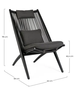 POLTRONA LOUNGE IN CORDA PER ESTERNO NERO XK0Y - ALOHA NEW