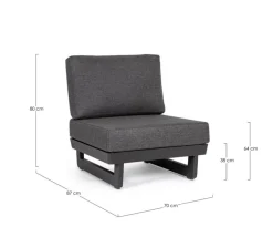 POLTRONA MODULARE IN ALLUMINIO ANTRACITE WG21 - INFINITY