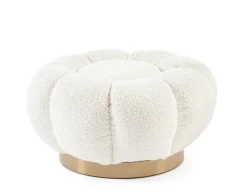 POUF EFFETTO BOUCLE' BIANCO - FLOREL